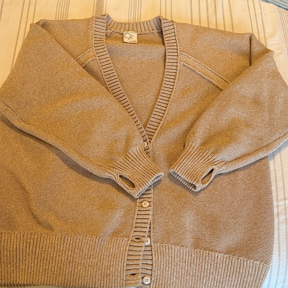 Offline by Aerie light tan V-Neck Button Cardigan Sweater -